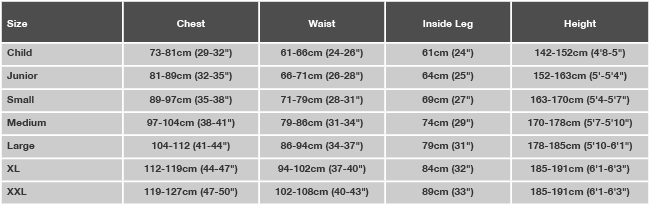 Kayak Cover Size Chart
